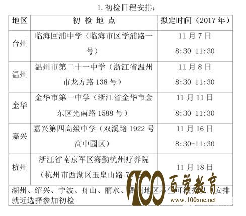 2018年浙江省民航招飞初检时间安排