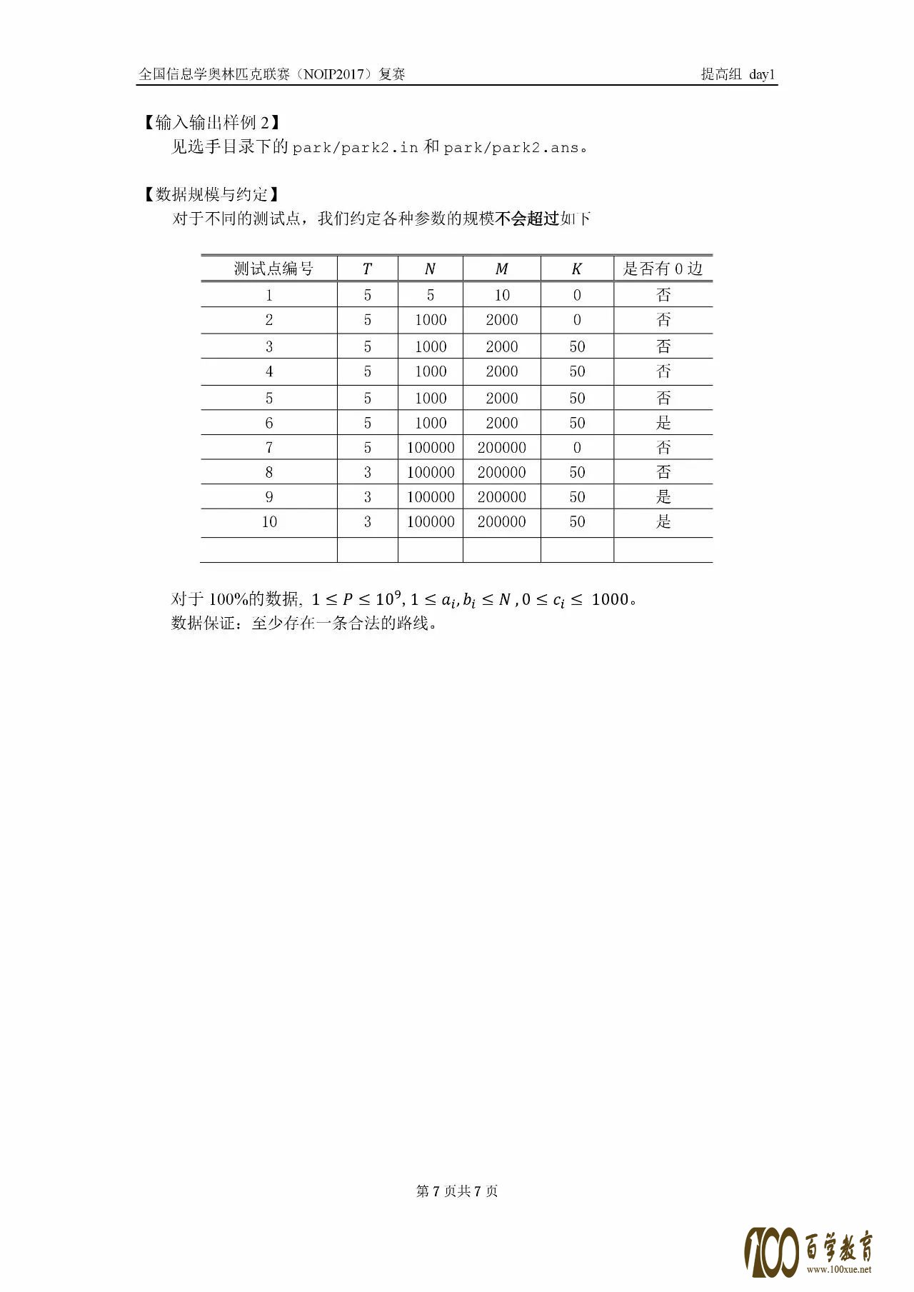 全国信息学奥林匹克联赛(NOIP2017)提高组复赛真题【最全】