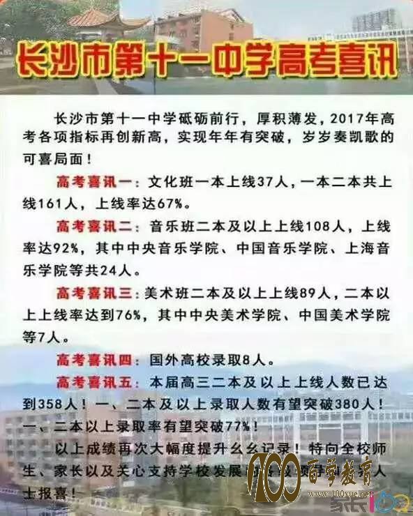 长沙十一中2017高考喜报【高考成绩】