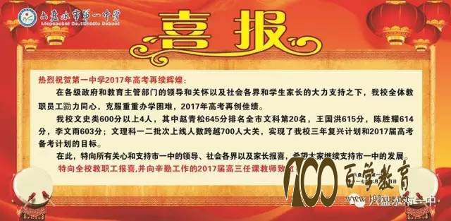 六盘水第一中学2017高考喜报【高考成绩】