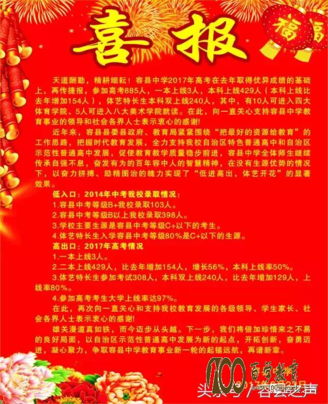 容县中学2017年高考喜报【高考成绩】