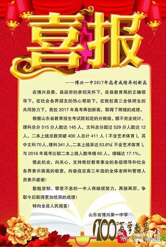  博兴一中2017高考喜讯