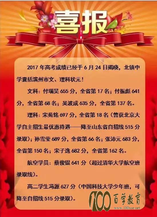 北镇中学2017高考喜讯